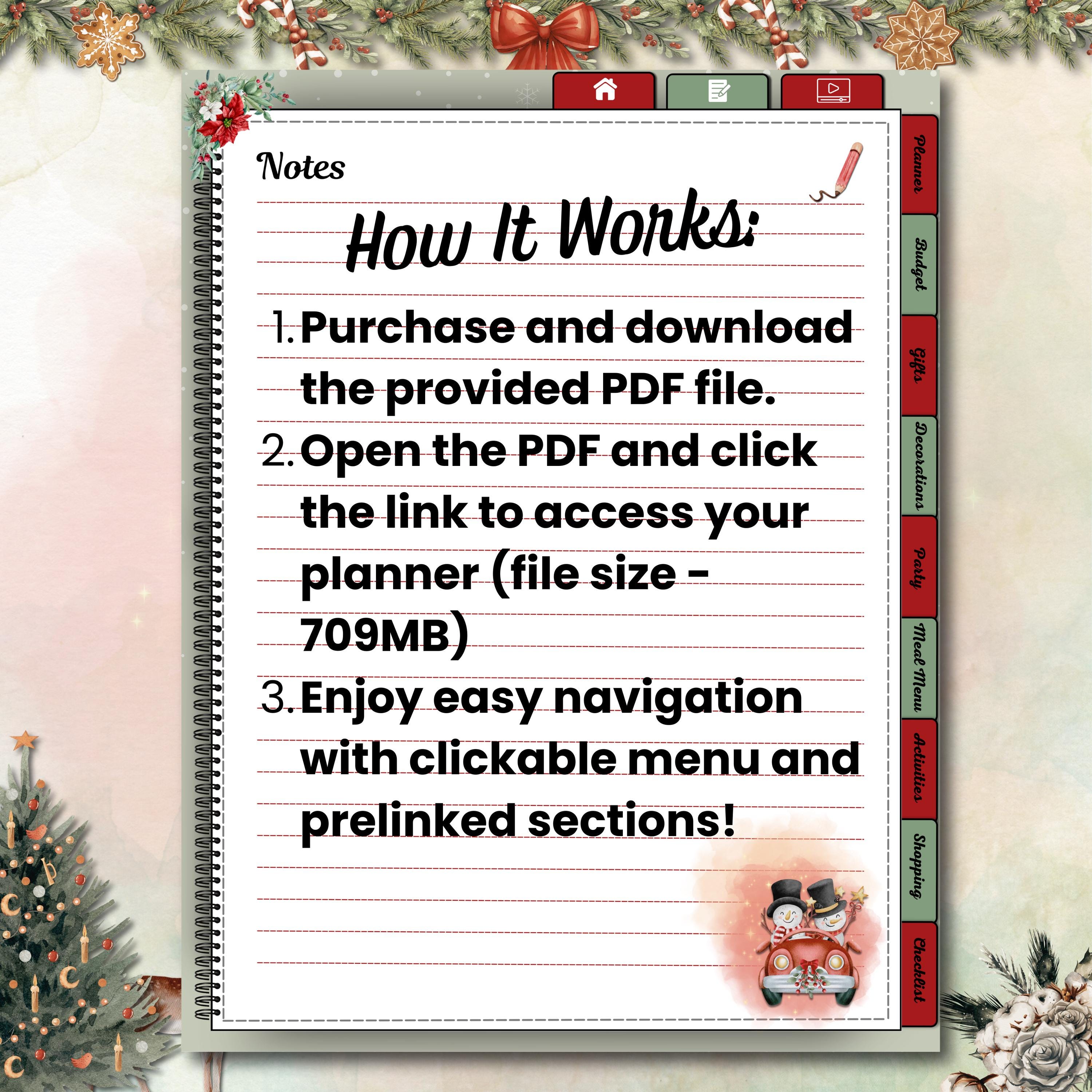 Christmas Planner Printable PDF | Holiday Planner With Clickable Links ...