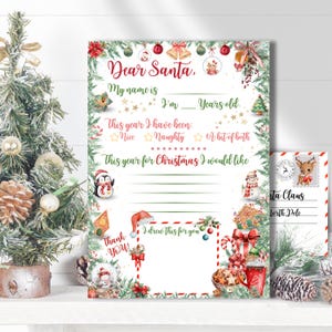 Druckbarer Weihnachtsbrief an den Weihnachtsmann mit Umschlag | Kinder Urlaub Aktivität | Schreib an Weihnachtsmann PDF | Weihnachtswunschliste Vorlage