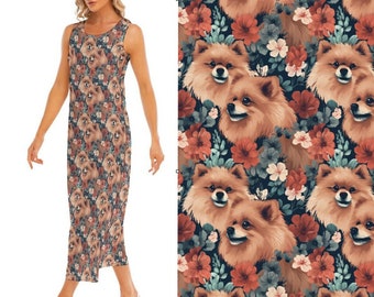 Dog Print Dress, Pomeranian Mom Gift, Statement Tank Dress, Unique Dog Fabric, XS - 3XL, Dog Mom, Dog Lover Vet Gift