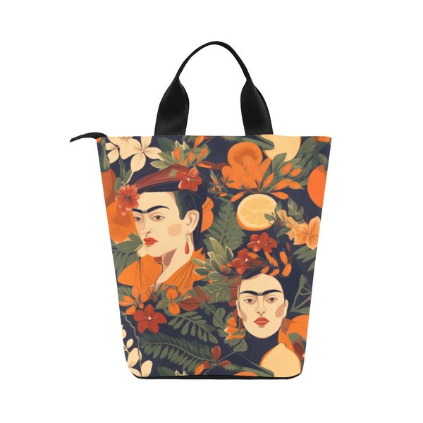 Frida Kahlo Lunch Bag, Eco Friendly Nylon Snack Bag, Artist Waterproof Picnic Travel Bag, Zero Waste Bento Box / Makeup Bag for Art Lover