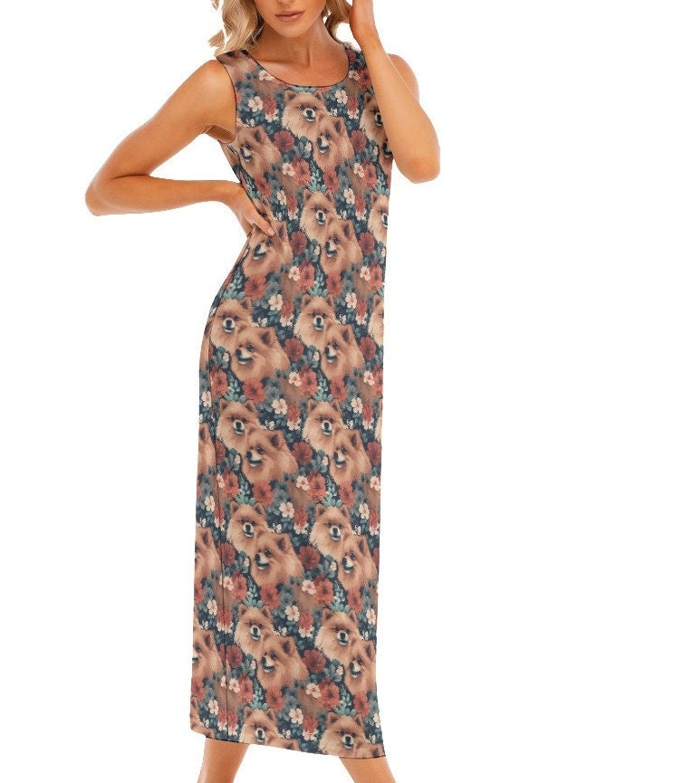 Dog Print Dress, Pomeranian Mom Gift, Statement Tank Dress, Unique Dog ...