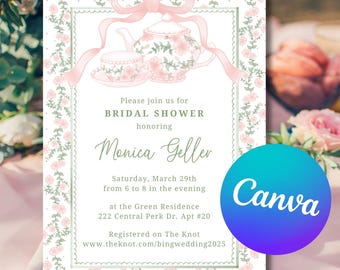 Floral Bridal Shower Invitation: Customizable Canva Template (Digital Download)