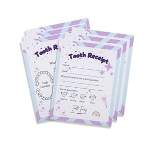 Reçu physique de fée des dents | Cartes de fée des dents | Souvenir de fée des dents pour fille et garçon | Cadeau de fée des dents | Note de dent perdue
