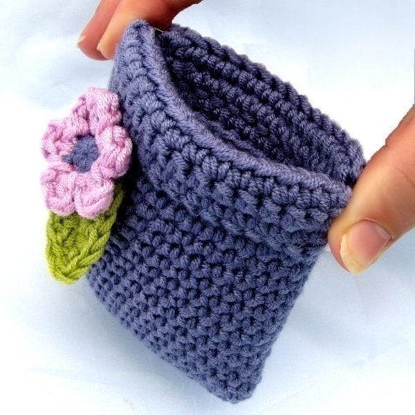 Pattern Crochet Coin Purse Squeeze Pinch Frame with Flower Instant Digital Download pdf