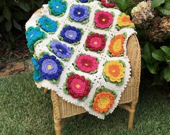 Flower blanket crochet pattern baby blanket floral throw
