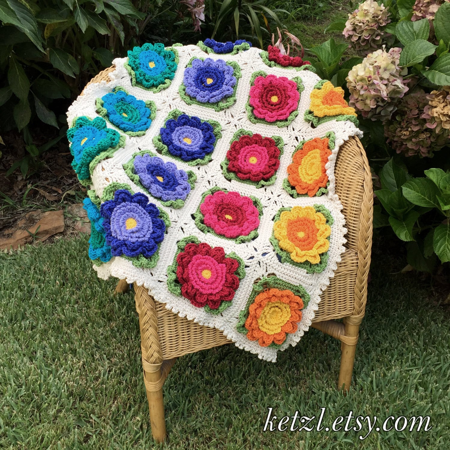 Flower Blanket Crochet Pattern Baby Blanket Floral Throw - Etsy