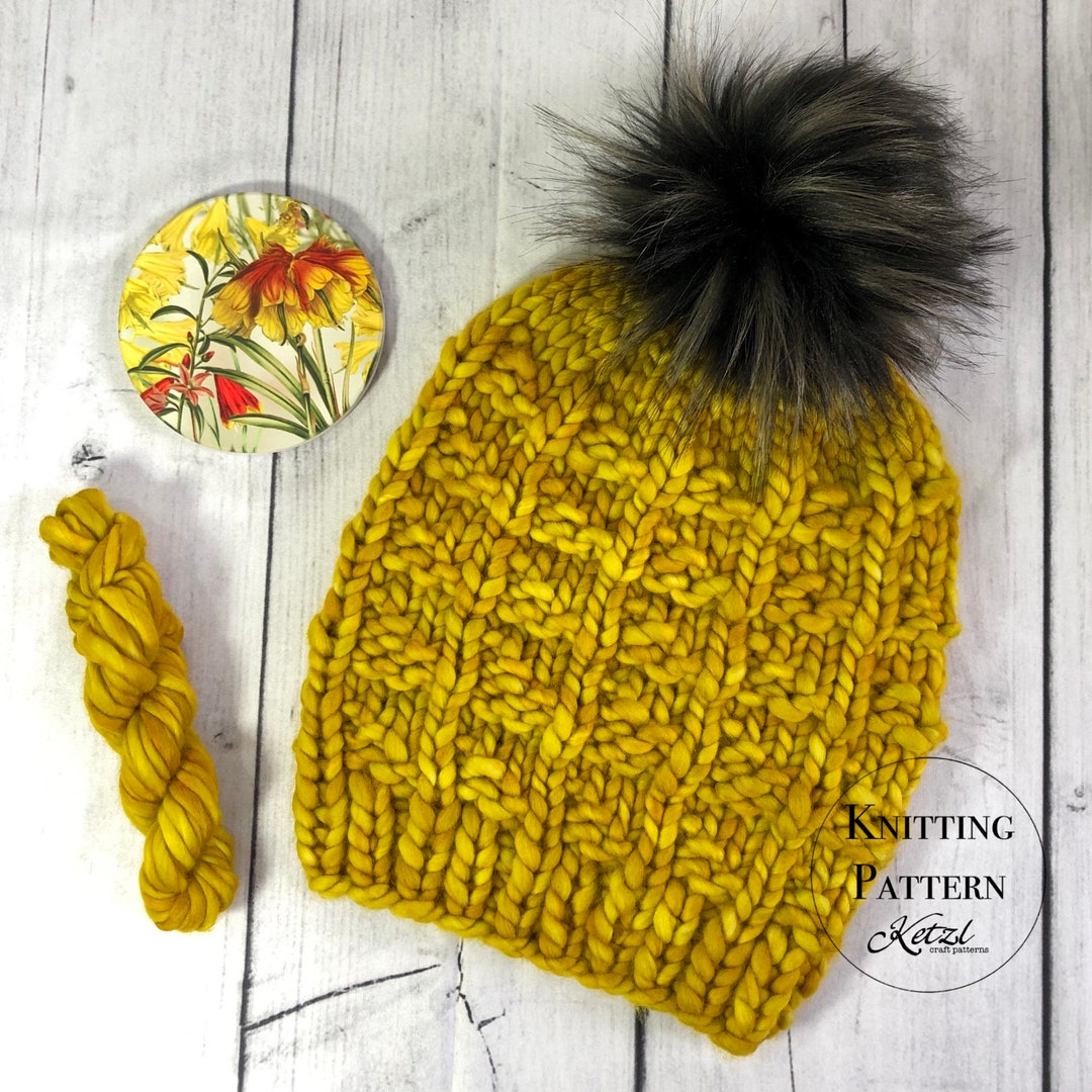 Super Bulky Yarn Chunky Knit Hat Straight Needles Beanie Knitting