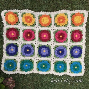 Crochet Blanket Pattern Crochet Pattern Baby Blanket Crochet flowers pattern Bright Big Flowers for pram cot crib afghan image 5