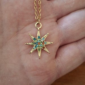 Colar de corrente de ouro em aço inoxidável 316 e pingente de estrela polar em aço inoxidável 316, presente de aniversário para o dia das mães e Natal
