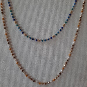 stainless steel chain necklace and miyuki beads, custom-made Japanese beads