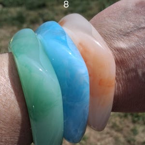 Rigid bangle bracelet cuff in vintage style acrylic resin, boho birthday gift mother&#39;s day Christmas