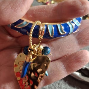 Beautiful rigid spring ring of very high quality with colorful blue enamel and charms - a perfect birthday gift image 8