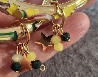 Colorful enamel spring bangle bracelet with small floral pattern and charms - perfect gift for birthdays, parties, and Christmas.