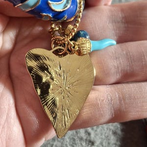 Beautiful rigid spring ring of very high quality with colorful blue enamel and charms - a perfect birthday gift image 7