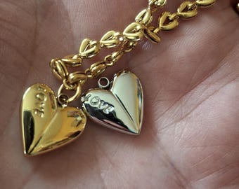 316 stainless steel heart gold chain necklace and polished 316 stainless steel heart pendant, party gift
