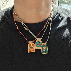 collier cordon tressé amulette carte de tarot réglable cadeau anniversaire fête maman Noël