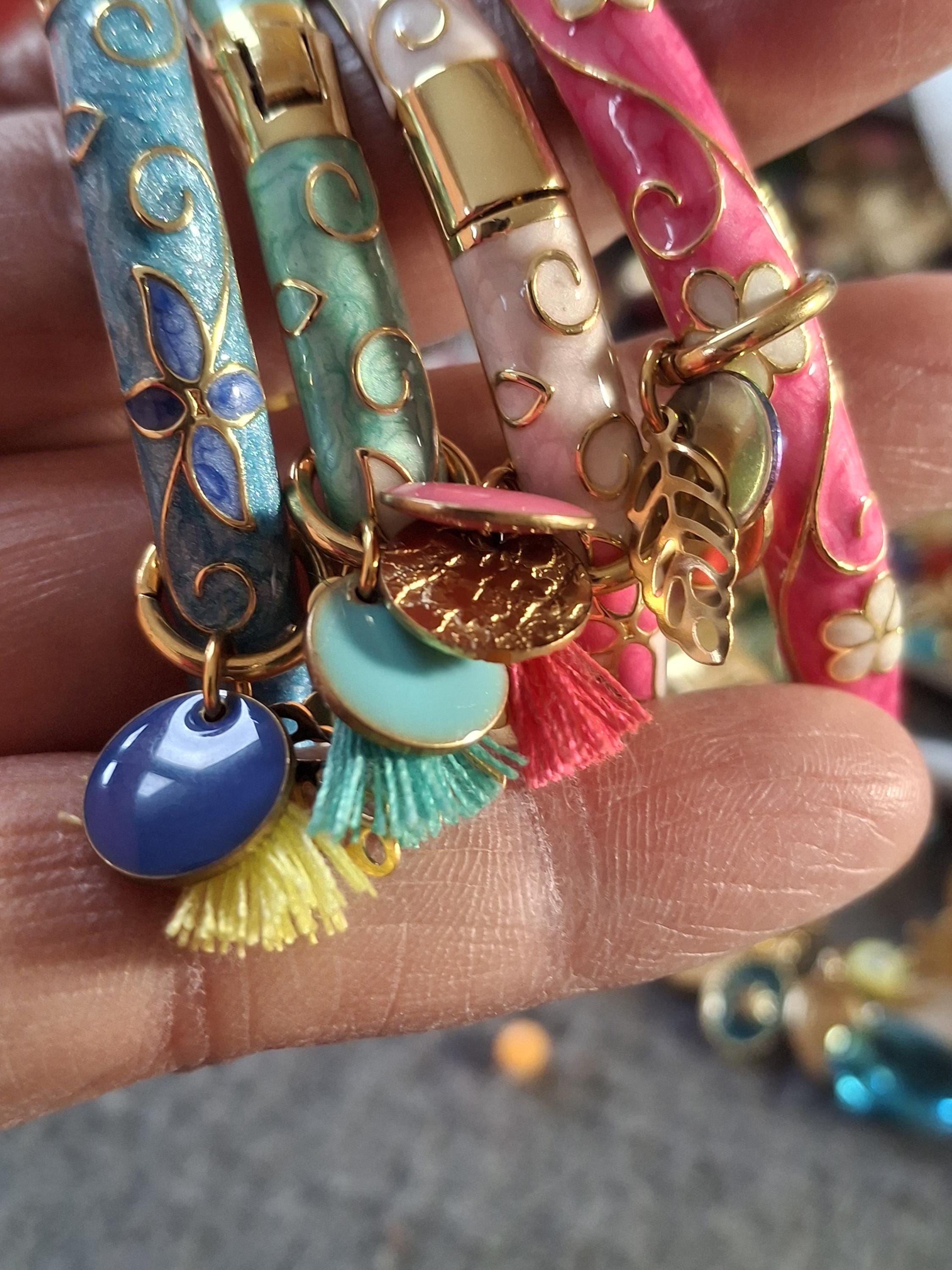 Rainbow Cloisonne Bracciale Righe Smaltate Con Strass, Fatto A Mano, Gioielli Cinesi Tradizionali, Regalo Donna