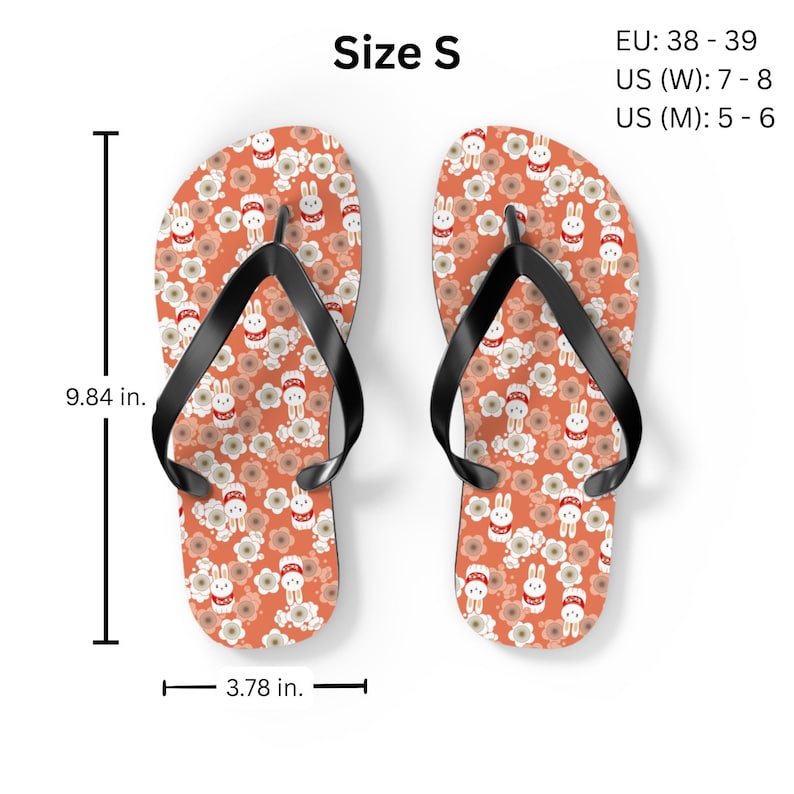 Kawaii Rabbit Flip Flops | Cute Bunny Sandals | Floral Thongs | Bunny ...