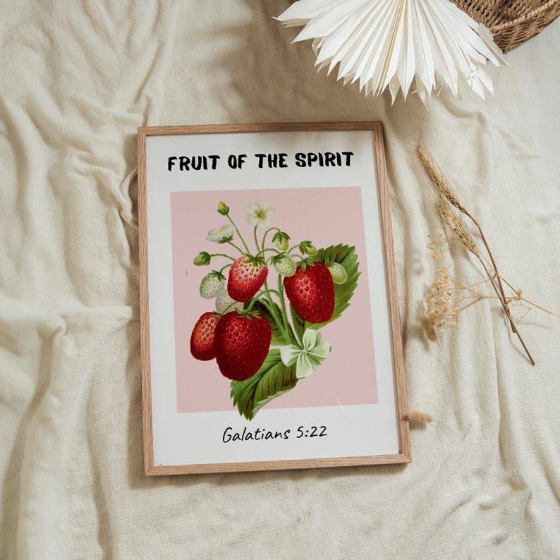 Fruit of the Spirit Wall Art Print Galatians 5:22 Christian Strawberry ...