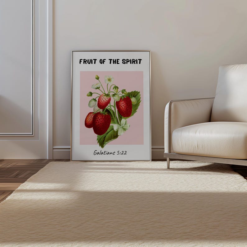 Fruit of the Spirit Wall Art Print Galatians 5:22 Christian Strawberry ...