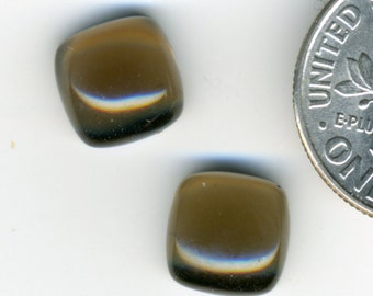 SMOKY QUARTZ  8x8mm Square Cushion Cabochons - One Pair - A grade natural stone