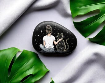 Personalized Cat Memorial rock painting, Custom Cat rock art, Pet Memorial Gift, Pet Loss Gift, Cat Burial Pebble Painting, Garden Decor