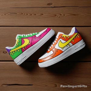 Custom Air Force 1 colorful, Color Custom Air Force 1, Hand Painted AF1 Custom, Rainbow Cartoon Streetwear, Personalized Air Force 1