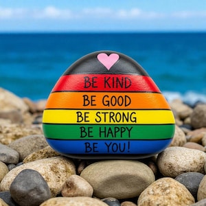 Be Kind Be Strong Be You Painted Rock, Rainbow painting Rock, Be You Painted Rock, painted inspiration rock, encouragement pebble, Rock art