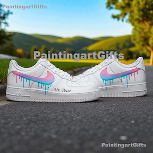 Custom Graffiti Drip Air Force 1 Sneakers: Hand-Painted Streetwear
