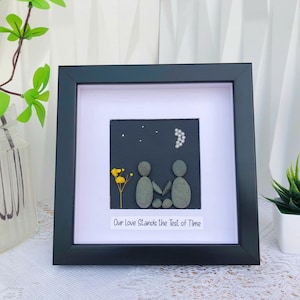 Custom Couple Pebble Art - Romantic Gift for Anniversary or Wedding- Personalized Love Pebble Art
