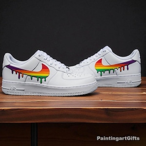Rainbow Drip Custom Air Force 1 Sneaker, Custom Handgemalte Rainbow Drip AF1 Schuhe, Custom Air Force 1 Sneakers, personalisierte Air Force 1