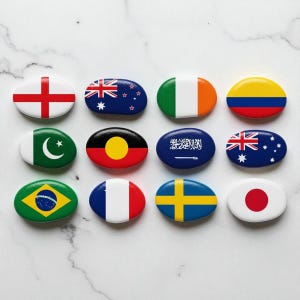 Painted Flag Rocks Set, Hand Painted Stones with World Country Flags, Hand Painted Flag Stones, World Country Flag Rock Art, Flag stone art