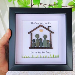 Custom Family Pebble Art, Housewarming Gift Pebble Painting, Personalized Family Pebble Art, Gift For Family, New Home Pebble Art Gift