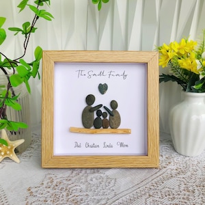 Custom Portrait Family Pebble Art, Personalized Gift for Family, Our Family Pebble Frame, Gift for Mom Dad, Housewarming Gift