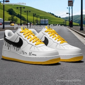 Hand-Painted Yellow Drip Air Force 1 Custom Sneakers