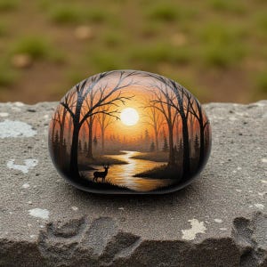 Halloween Painted Rock, spooky tree rock art, witchy halloween gift, halloween home decor, autumn spooky vibes, halloween art stone
