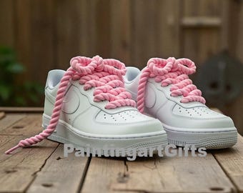 エア フォース 1 カスタム ロープ レース ピンク スニーカー - Etsy 日本
