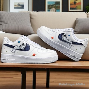 Astronaut Galaxy Sneakers, Custom Space Air Force 1, Astronauts Hand Painted Shoes, Hand Painted Space Shoes, Space Sneakers