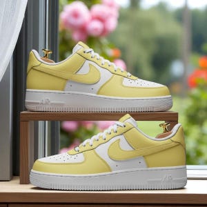 Custom Yellow Air Force 1, Air Force 1 Custom, Custom Pastel Yellow Air Force 1, Custom Yellow Sneakers, customized air force 1