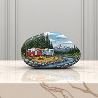 Glamping - Vintage Camper Painted Rock - Etsy