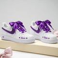 Custom Air Force 1 Sneakers: Purple Rhinestones & Satin Ribbon, Personalized Name Shoes product logo