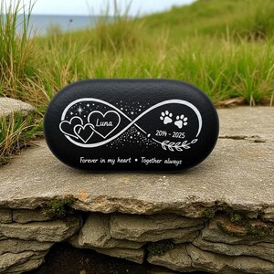 Personalized Pet Memorial Stone, Forever in My Heart Pet Memorial Stone, Personalized Paw Painted Rock, Customizable Pet Memory Rock