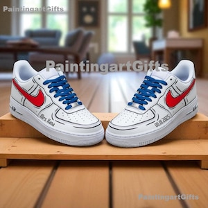 Cartoon Custom Air Force 1 Sneakers, Custom Air Force 1 sneakers, Comic Style Custom Air Force 1, Hand painted Outline Air Force 1 sneakers