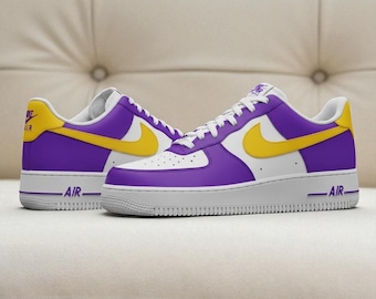 Purple and Yellow Custom Air Force 1, Basketball Custom Air Force