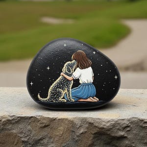 Personalized dog Memorial rock painting, Custom dog rock art, Pet Memorial Gift, Pet Loss Gift, dog Burial Pebble Painting, Garden Decor