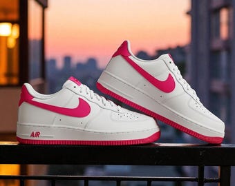 カスタム ナイキ エア フォース 1 ロー ベビーピンク/ホットピンク