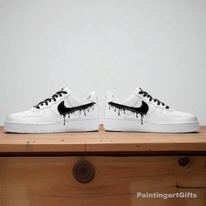 Custom Drips Air Force 1 black Sneakers, Custom Shoes Birthday Gifts, Hand Painted Sneaker, Personalized Shoes, AF1 Gifts, hand painted af1