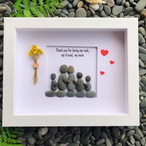 Personalized Framed Wall pebble Art For Mom And Children, Mother&#39;s Day Gift, Birthday Mom Gift, Gift For Grandma, Mom Wedding Gift