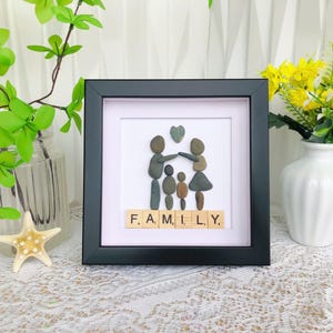 Personalized Family Pebble Art - Custom Home Decor - Housewarming Gift for Family, New Home Pebble Art Gift.