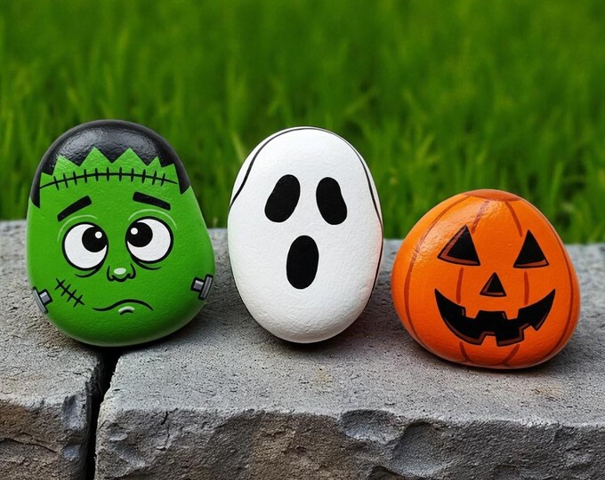3 X Halloween Rocks - Halloween Decorations - Spooky Gifts - Vampire ...